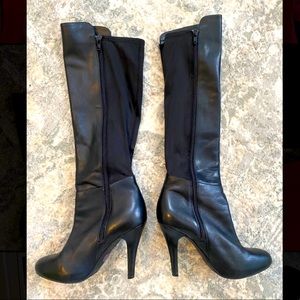Black Leather High Heel Boots by Me Too